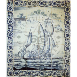 20 Ship Tile Panel Antique With Border