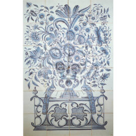 24 Tile Antique Delft Blue And White Panel