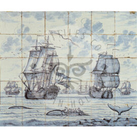 30 Antique Ship Tile Panel Dated 1750