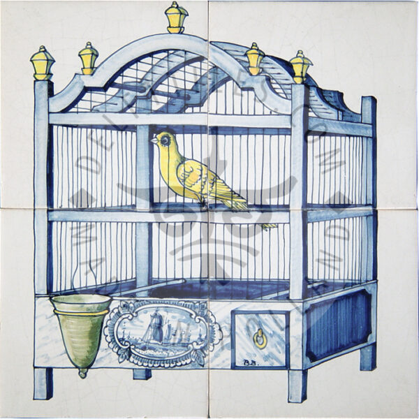 Bird Cage tile panel 2x2 Tiles (VK4e) Delft Tiles
