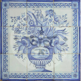 9 Tile Delft Blue Floral Piece Panel