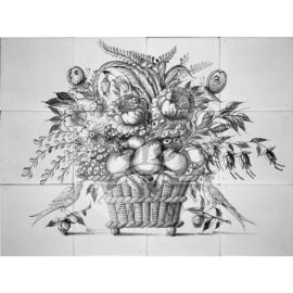 Fruit Flower Mural Black 4×3 Tiles (BM12c_zw)