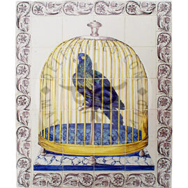 Parrot In Cage Tile Panel  4×5 Tiles (D20a)