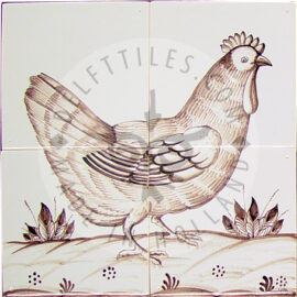Hen Chicken Tile Panel 2×2 Tiles (D4f_s)