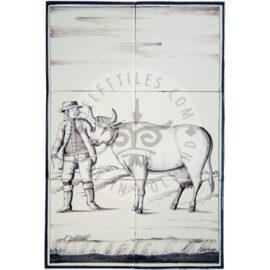 Man & Cow Tile Panel 2×3 Tiles (D6b_s)