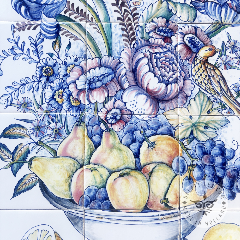 Bowl with Fruits & Flowers 3x4 Tiles + Border 02 (HB12a_mc + B02) - Image 5