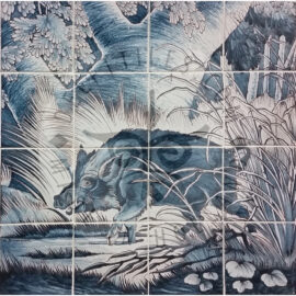 Boar I Wild Pig Tile Panel 4×4 Tiles (HW16a)