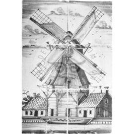 Windmill  Tile Mural Black 2×3 Tiles (MO6c_zw)