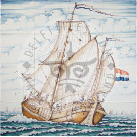 Sailing Ship Multi Color Tile Panel 4×4 Tiles (S16c_mc)