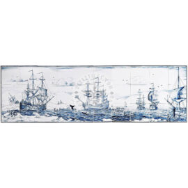 Whale Hunt Tile Mural 10×3 Tiles (S30)