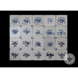 Antique Delft Tiles Set #32 – Floral Baskets