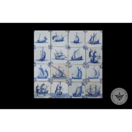 Antique Delft Tiles Set #64 – Three Masted Ships