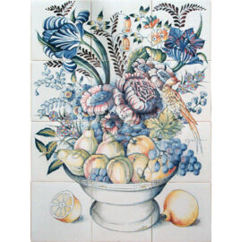 Bowl With Fruits & Flowers 3×4 Tiles (HB12a_mc)