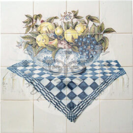 Lemons & Grapes In Bowl Panel 4×4 Tiles (HF16a)