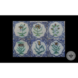 Antique Delft Tiles Set #77 – Polychrome Flowers