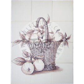 Fruit Basket Apples Sepia Panel 3×4 Tiles (FM12g_s)