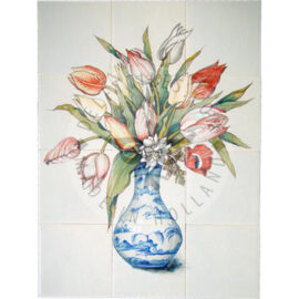 Bouquet Tulips In Chinese Vase 3×4 Tiles (HB12c)