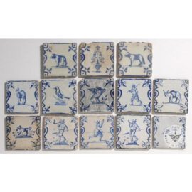 14 17th Century Antique Delft Tiles  #D14