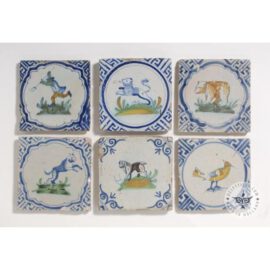 Antique Polychrome 17th Century Tiles  #D8