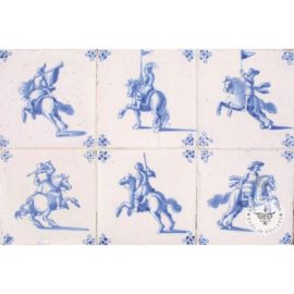 Antique Horsemen Blue And White Tiles #D4