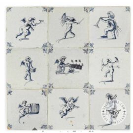 Dutch Delft Blue Cupid Tiles #C2