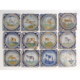 17th Century Delft Medallion Tiles  #D17