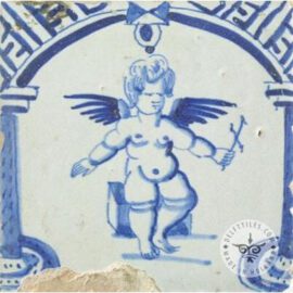 Dutch Delft Blue Decorated Cupid Tile #C3
