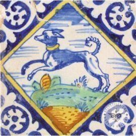 Multi Color Antique Dog Tile #PC18