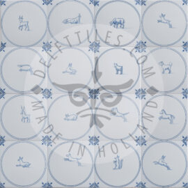 Animals In Circle Delft Blue Tiles (TMF1)