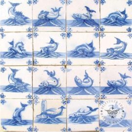 16 Rare Fish Tiles Dutch Delft Blue Tiles #S29