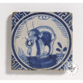 17th Century Delft Blue Elephant Tile  #D34