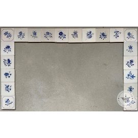 18th Century Antique Delft Blue Flower Tiles Fireplace Surround