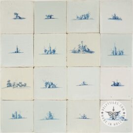 17th Century Antique Delft Blue Landscape tiles