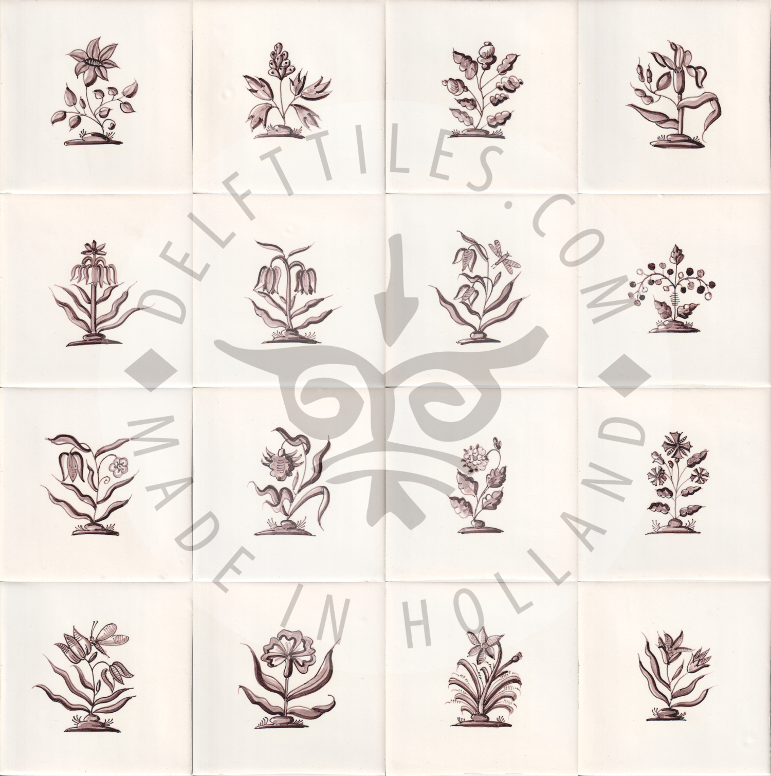 Big Flowers Tiles 2 Medium Sepia (BG2m_s)